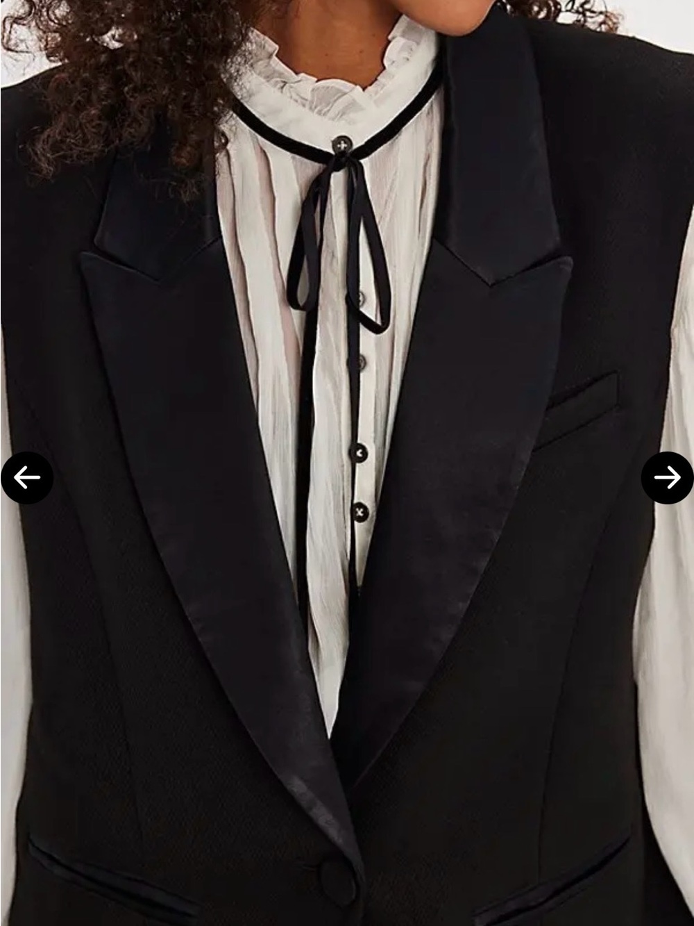 Free People Sleeveless Black Tailored Tuxedo Vest - Picture 3 of 6